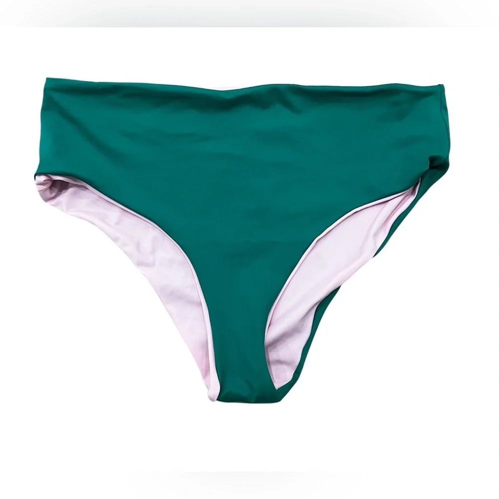 Agua Bendita Alicia Reversible High Rise Bikini Bottom in Pink Green Women’s 3X